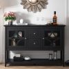 Sideboard Buffet Console Table, Media Cabinet with Adjustable Shelves, Black - as Pic