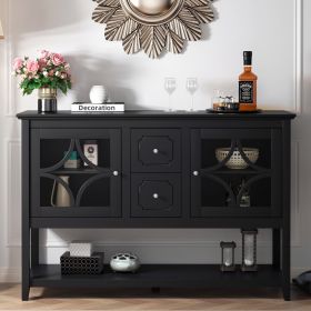 Sideboard Buffet Console Table, Media Cabinet with Adjustable Shelves, Black - as Pic