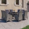 9 Piece Patio Dining Set Poly Rattan and Glass Gray - Gray