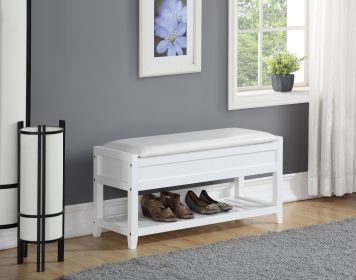 Rouen Seating Bench with Shoe Storage, White - as Pic