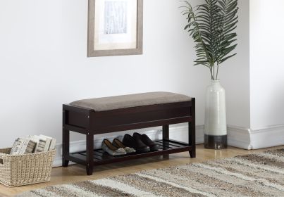 Rouen Seating Bench with Shoe Storage, Espresso - as Pic