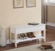 Quality Solid Wood Shoe Bench with Storage, White - as Pic