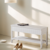 Quality Solid Wood Shoe Bench with Storage, White - as Pic