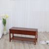 Quality Solid Wood Shoe Bench with Storage, Cherry - as Pic