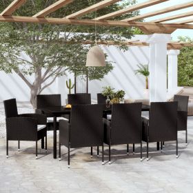 9 Piece Patio Dining Set Black - Black