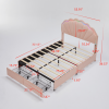 Full Size Upholstered Smart LED Bed Frame with 2 Storage Drawers and Chic Double Petal Headboard