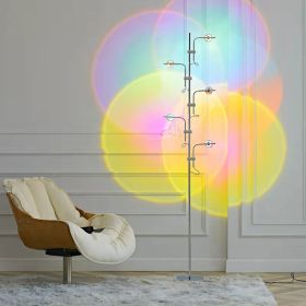 5-Head Projector Sunset Floor Lamp, Rainbow Ambient Night Light, Modern Minimalist Floor Lights for Bedroom Living Room Holiday Gifts - silver