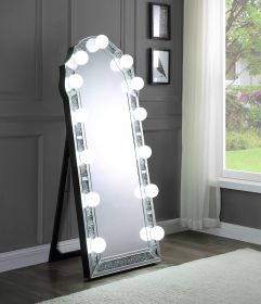 Noralie II Mirrored & Faux Diamonds Floor Mirror - as Pic