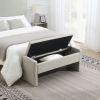Modern Bed End Bench with Storage,Upholstered Large Foot Rest Stool, Linen Light Grey