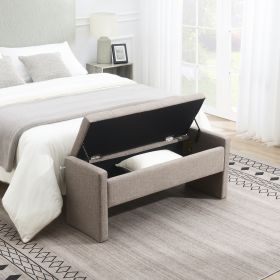 Modern Bed End Bench with Storage,Upholstered Large Foot Rest Stool, Comfy Window Vanity Bench Grey Brown - as Pic