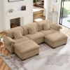 Extra Large and Deep Seat 3 - Seat U Shaped Sectional Sofa Couch With Storage Seats and Storage Ottomans, Modern Velvet 3 Seater Sofa