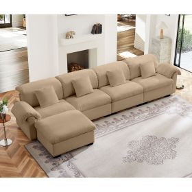 Extra Large and Long Oversized Sofa , L Shaped Sectional Cloud Couch with Fluffy Amrest Pillows, Sectional Cocuh with Storage Seats