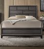 Grey Finish 1pc King Size Panel Bed Beautiful Wooden Bedroom Furniture Box Design Headboard FB Rubber wood Paper veneer - as Pic