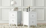 Modern White Nightstand Set of 2,Bed Side Table with 2 Drawers, End Side Table Double for Bedroom Living Room - as Pic