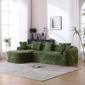 COOLMORE Boucle Sofa 3 Seater for Living Room Oversized Comfy Sofa L-Shape Sofa Couch (Green)