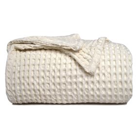 100% Cotton Waffle Weave Throw Blanket 50x70 inch Ivory Color