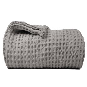 100% Cotton Waffle Weave Throw Blanket 50x60 inch Mineral Gray Color