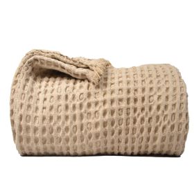 100% Cotton Waffle Weave Throw Blanket 50x60 inch Sand Color