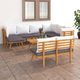 9 Piece Patio Lounge Set with Cushions Solid Acacia Wood - Brown