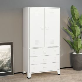 Industrial Wardrobe White 35.4"x19.7"x70.9" Metal - White