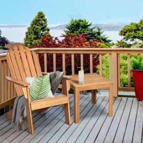 Wooden Outdoor Lounge Chair with Ergonomic Design for Yard and Garden - natural