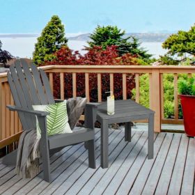 Wooden Outdoor Lounge Chair with Ergonomic Design for Yard and Garden - Gray