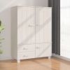 Wardrobe HAMAR White 39"x17.7"x53.9" Solid Wood Pine - White