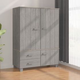 Wardrobe HAMAR Light Gray 39"x17.7"x53.9" Solid Wood Pine - Grey