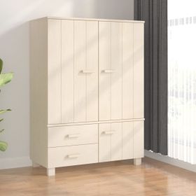 Wardrobe HAMAR Honey Brown 39"x17.7"x53.9" Solid Wood Pine - Brown