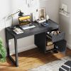 1PC Modern Computer Desk Writing Workstation with Cabinet and Drawer - Black