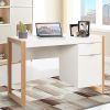 1PC Modern Computer Desk Writing Workstation with Cabinet and Drawer - White