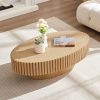 Modern Handcraft Drum Coffee Table Length 43.7 inch Ellipse Coffee Table for Living Room,Oval Small Coffee Table with Sturdy Pedestal - Natural Ash
