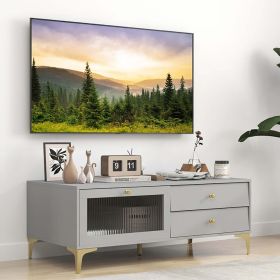 TV Stand with Compartment and Drawers for 55 Inch TV - Gray