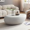 43.31''Fiberglass Elliptical Coffee Table for Living Room Vintage Table,Matte Rocks Table front of the Sofa - Beige - Fiberglass