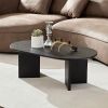 39.37 Inch Modern Coffee Table,MDF Oval Coffee Table for Living Room,Small Coffee Table with Sturdy Pedestal for Apartment,Bedroom - Black - MDF