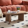39.37 Inch Modern Coffee Table,MDF Oval Coffee Table for Living Room,Small Coffee Table with Sturdy Pedestal for Apartment,Bedroom - Walnut - MDF
