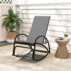 2-in-1 Outdoor Rocking Chair with 4-Position Adjustable Backrest for Patio Porch Poolside - Gray