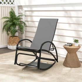 2-in-1 Outdoor Rocking Chair with 4-Position Adjustable Backrest for Patio Porch Poolside - Gray