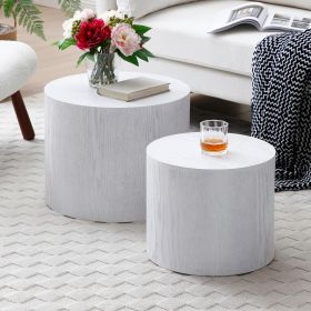 Round Coffee Table Set of 2, Nesting Coffee Tables for MDF with veneer .for living room,office,bedroom,Natural, 4Colors WHITE - White - MDF