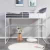 Metal Loft Bed Twin Size, Loft Bed Frame with Safety Guard Rails & Flat Ladder, Twin Loft Bed for Kids Teens Adults, White - White - Iron