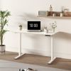 Electric Standing Desk Whole Piece Adjustable Height Desk Home Office Computer Workstation Sit Stand up Desk (White Frame + White Top) - White
