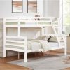 Twin over Full Bunk Bed with Thick Posts,Wooden Bunk Bed with High Guardrail and Ladder- White - Wood