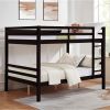 Full over Full Bunk Bed with Thick Posts,Wooden Bunk Bed with High Guardrail and Ladder- Espresso - Wood