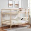 Full over Full Bunk Bed with Ladder,Wooden Bunk Bed with High Guardrail and Ladder- Natural - Wood