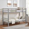Twin over Twin Bunk Bed with Thick Posts,Wooden Bunk Bed with High Guardrail and Ladder for Kids, Teens, Dorm Rooms, and Guest Rooms,Grey - Wood