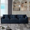 Oversized Deep Seat Sectional Sofa, Green Modern Chenille Cloud Couch, Large 3 Seater Modular Sofa with 3 Pillows,Blue - as Pic