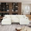 Modular Sectional Sofa, Oversized Deep Seat U Shaped Couch Set for Living Room, White - as Pic