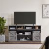 TV Stand Sliding Barn Door Modern&Farmhouse Wood Entertainment Center, TVs Up to 65",Grey - Grey - MDF+Metal
