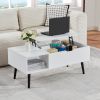 39" Wood Lift Top Coffee Table with Hidden Compartment and Storage Shelf for Living Room, Reception Room, White - White - MDF+Metal