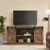 58" Farmhouse TV Stand and Entertainment Center for Televisions up to 65 Inchs,with Sliding Barn Doors and Storage Cabinets,Natural Brown - Yellow
